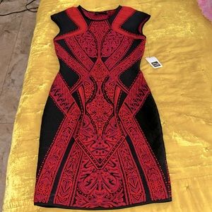 RVN Black Red Bodycon thick knit dress